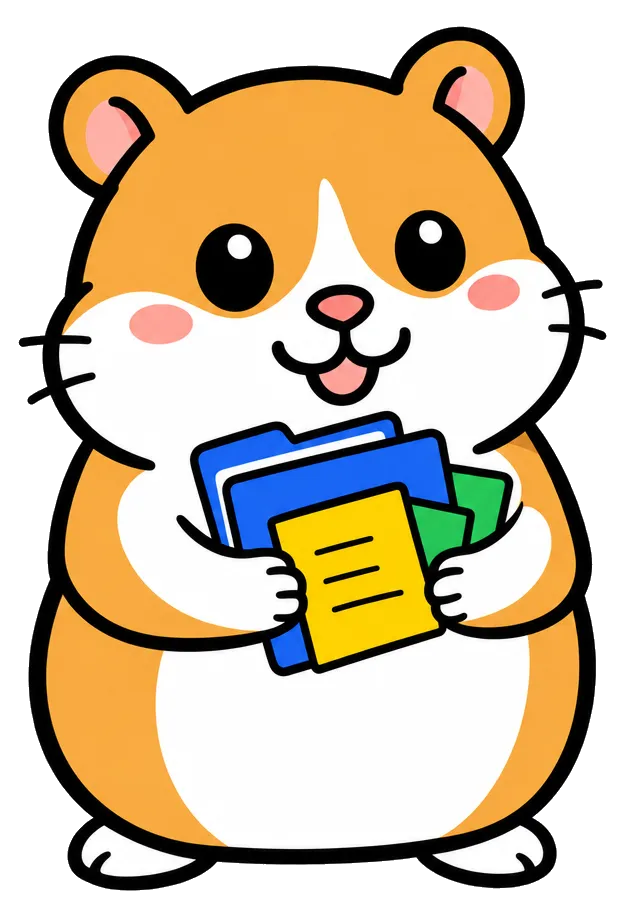 Hamster gathering colorful knowledge cards