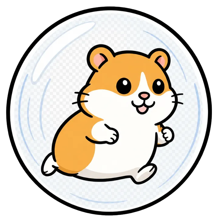 Hamster rolling forward in a hamster ball